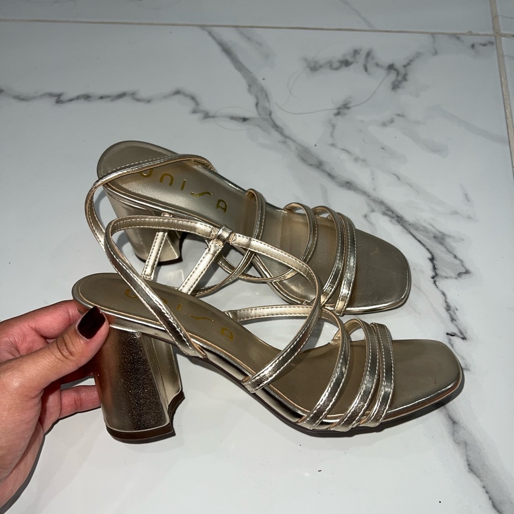 Unisa Women's Gold Strappy Heels